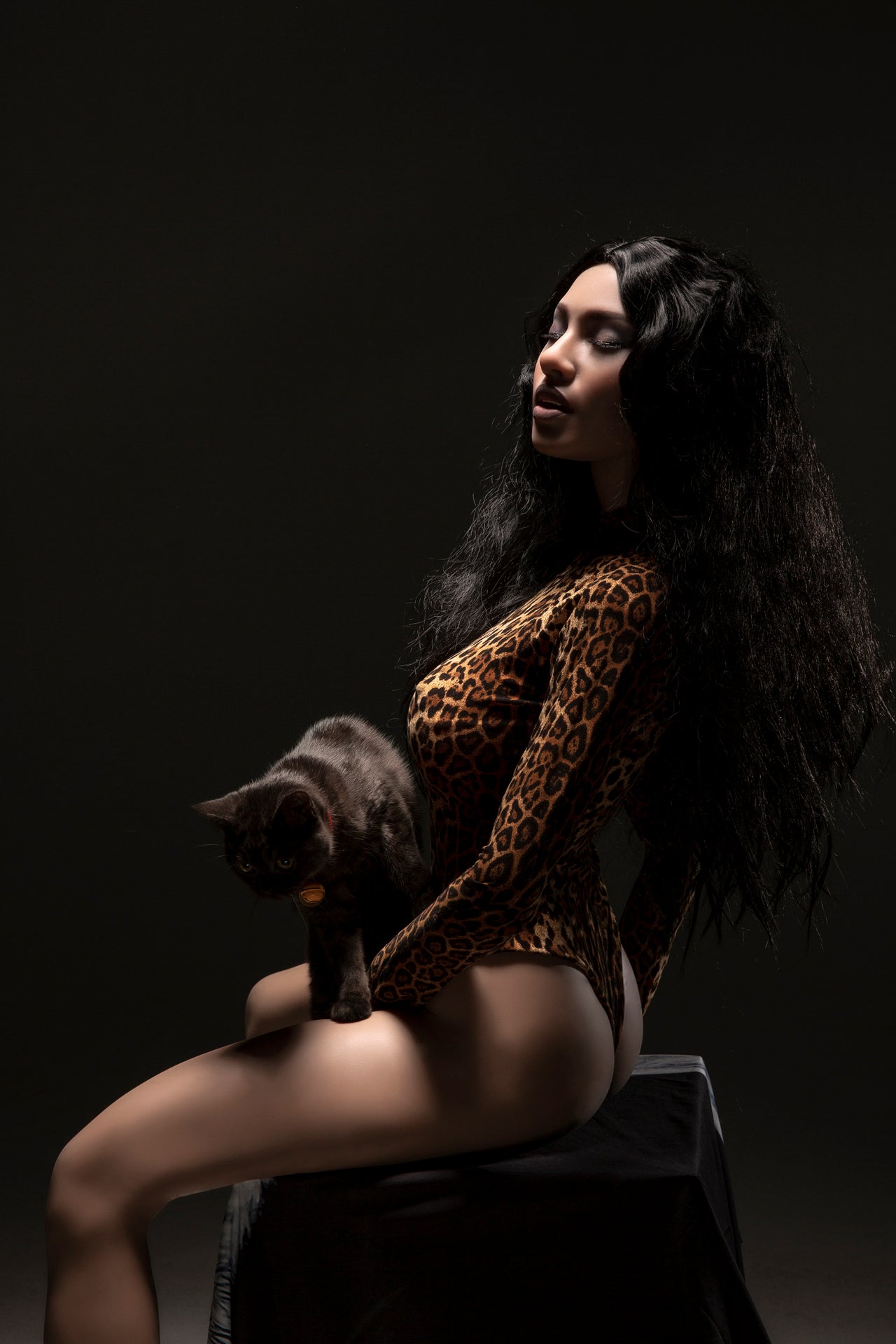161CM(5ft3') Black Skin Curly Hair Sex Doll S6 Rosemary - Closed Eyes